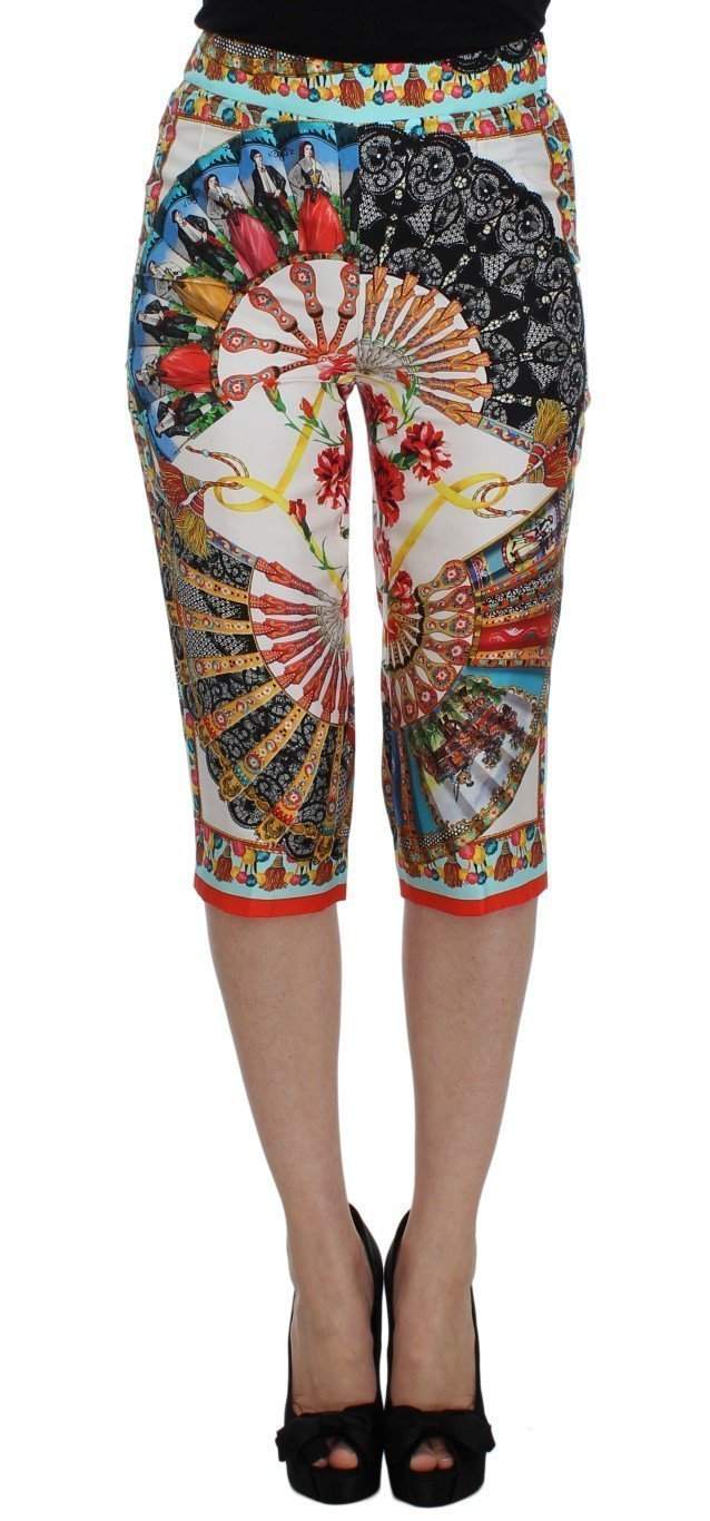 Dolce & Gabbana  Multicolor Majolica Sicily Silk Pants #women, Brand_Dolce & Gabbana, Catch, Dolce & Gabbana, feed-agegroup-adult, feed-color-multicolor, feed-gender-female, feed-size-IT38|XS, Gender_Women, IT38|XS, Jeans & Pants - Women - Clothing, Kogan, Multicolor at SEYMAYKA
