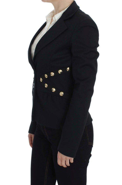 Exte Cotton Stretch Gold Studded Blazer Jacket #women, Black, Catch, Exte, feed-agegroup-adult, feed-color-black, feed-gender-female, feed-size-IT42|M, feed-size-IT44|L, Gender_Women, IT42|M, IT44|L, Kogan, Suits & Blazers - Women - Clothing at SEYMAYKA