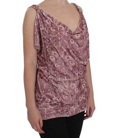 Exte Pink Floral Print Viscose Silk Blouse Top #women, Exte, feed-agegroup-adult, feed-color-pink, feed-gender-female, IT40|S, Pink, Tops & T-Shirts - Women - Clothing at SEYMAYKA