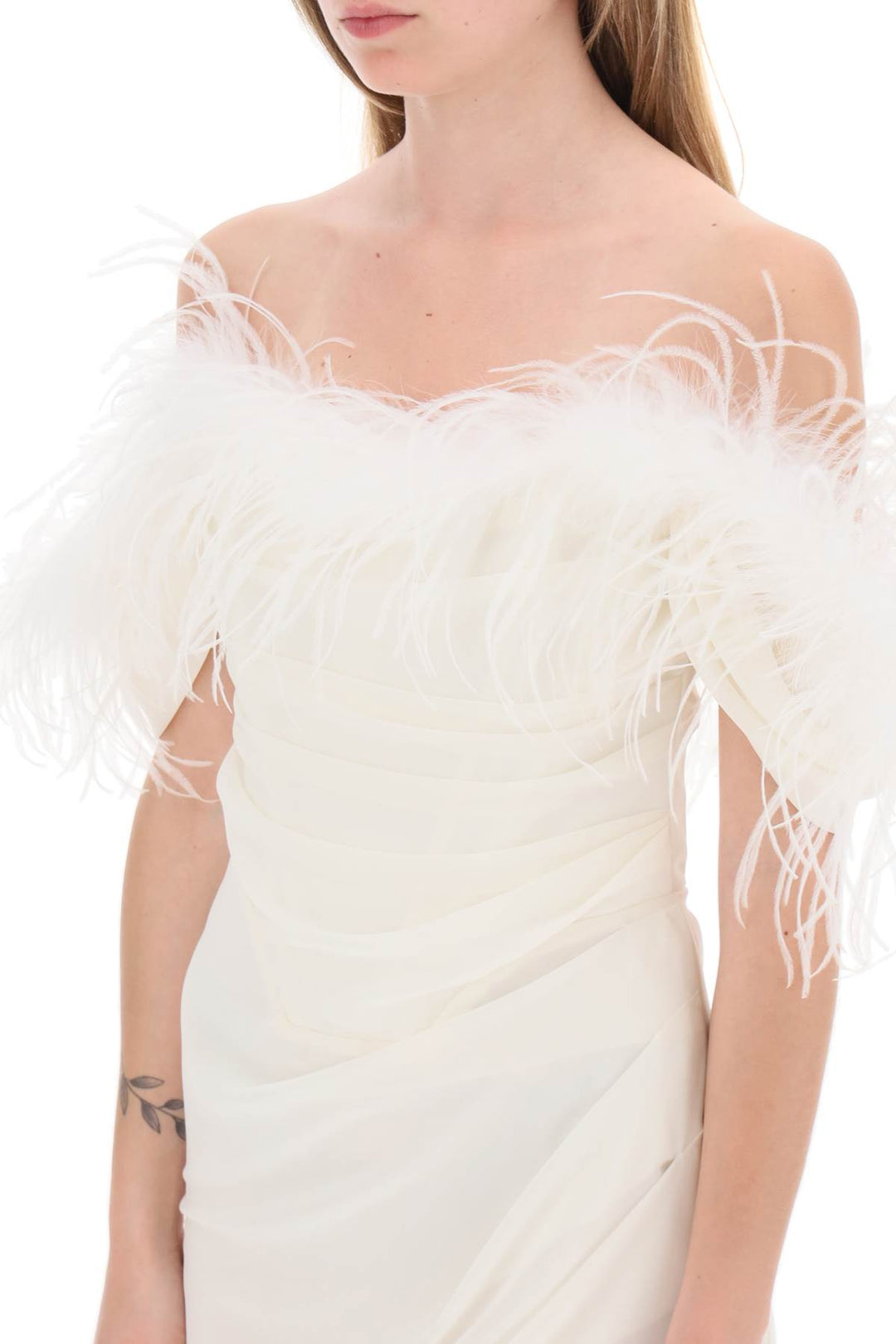 Giuseppe di morabito mini dress in poly georgette with feathers-3