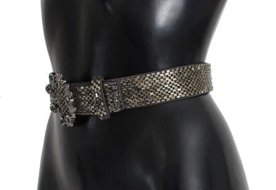 Dolce & Gabbana  Crystal Buckle Sequined Waist Belt #women, 65 cm / 26 Inches, Belts - Women - Accessories, Brand_Dolce & Gabbana, Catch, Dolce & Gabbana, feed-agegroup-adult, feed-color-gray, feed-gender-female, feed-size- 26 Inches, Gender_Women, Gray, Kogan at SEYMAYKA