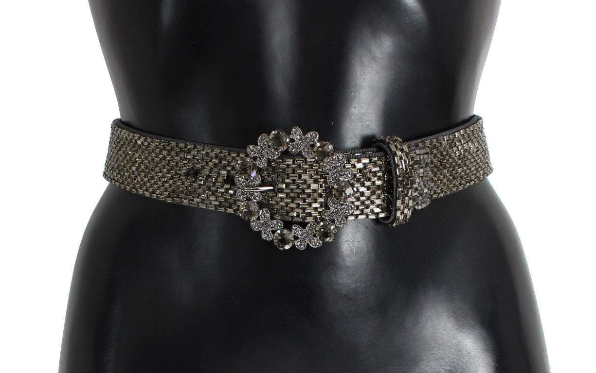 Dolce & Gabbana  Crystal Buckle Sequined Waist Belt #women, 65 cm / 26 Inches, Belts - Women - Accessories, Brand_Dolce & Gabbana, Catch, Dolce & Gabbana, feed-agegroup-adult, feed-color-gray, feed-gender-female, feed-size- 26 Inches, Gender_Women, Gray, Kogan at SEYMAYKA