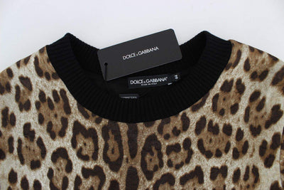 Dolce & Gabbana  Leopard Print Crewneck Short Sweater #women, Brand_Dolce & Gabbana, Brown, Catch, Dolce & Gabbana, feed-agegroup-adult, feed-color-brown, feed-gender-female, feed-size-IT44|L, Gender_Women, IT44|L, Kogan, Sweaters - Women - Clothing at SEYMAYKA