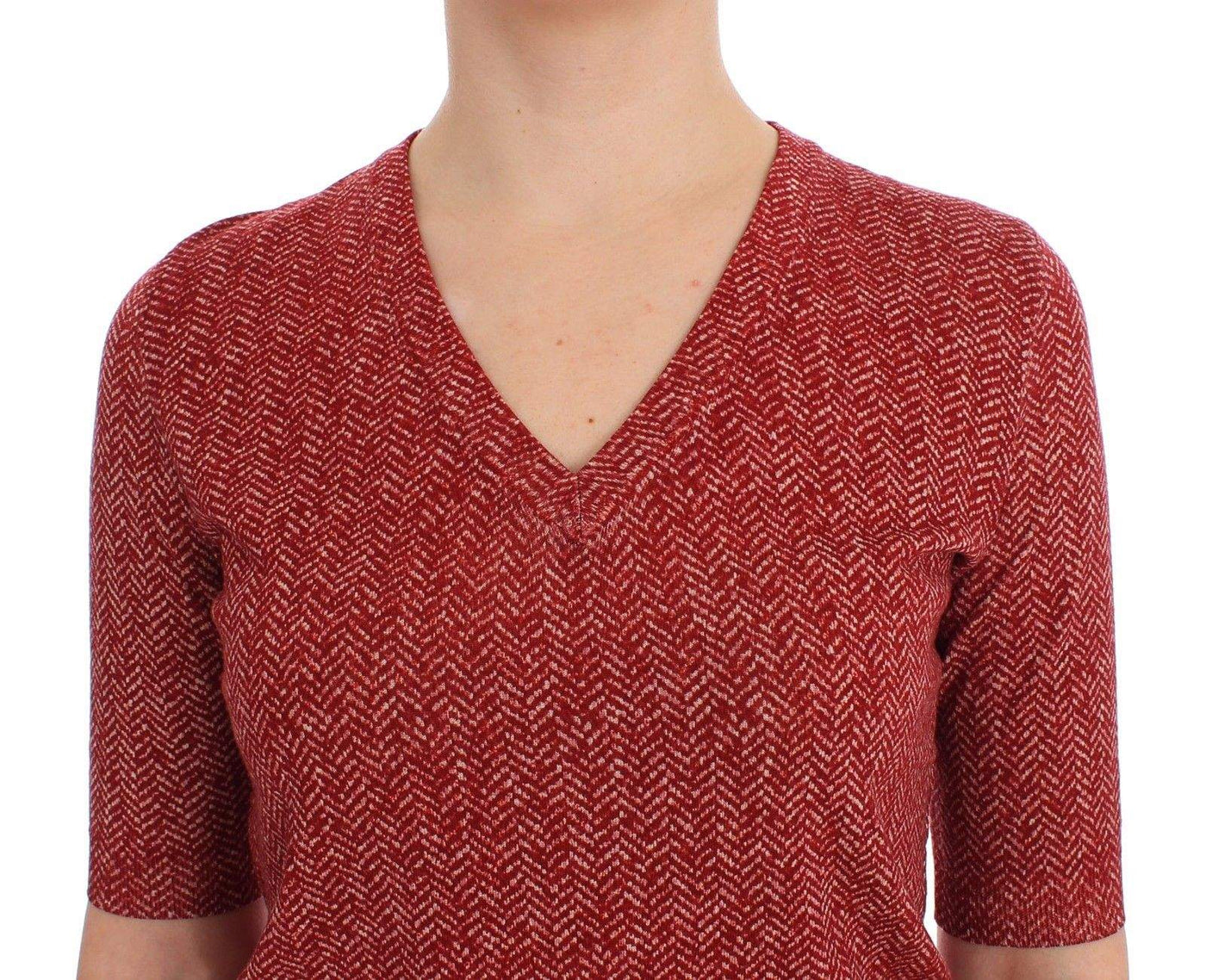 Dolce & Gabbana  Red Wool Tweed Short Sleeve Sweater Pullover #women, Brand_Dolce & Gabbana, Catch, Dolce & Gabbana, feed-agegroup-adult, feed-color-red, feed-gender-female, feed-size-IT38, feed-size-IT44, Gender_Women, IT38, IT44, Kogan, Red, Sweaters - Women - Clothing at SEYMAYKA