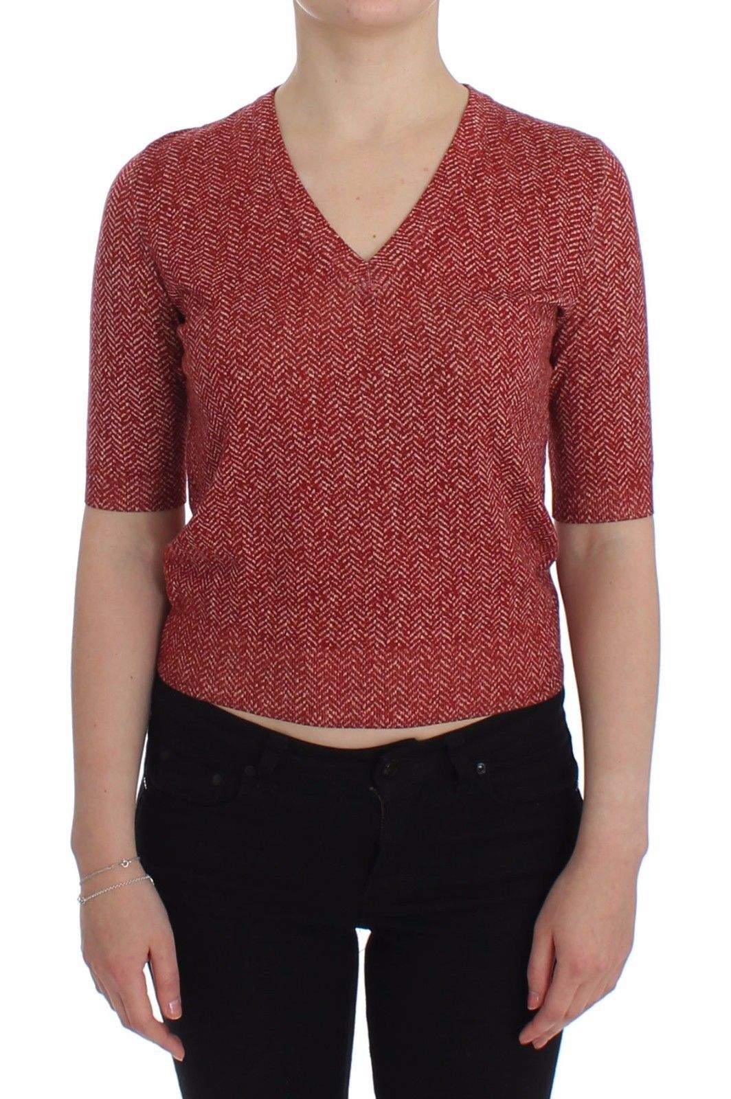 Dolce & Gabbana  Red Wool Tweed Short Sleeve Sweater Pullover #women, Brand_Dolce & Gabbana, Catch, Dolce & Gabbana, feed-agegroup-adult, feed-color-red, feed-gender-female, feed-size-IT38, feed-size-IT44, Gender_Women, IT38, IT44, Kogan, Red, Sweaters - Women - Clothing at SEYMAYKA