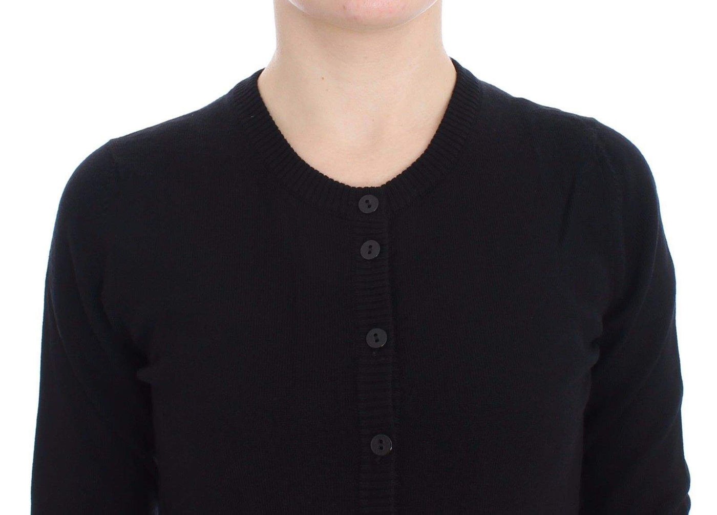 Dolce & Gabbana  Black Wool Button Cardigan Sweater Top #women, Black, Brand_Dolce & Gabbana, Catch, Dolce & Gabbana, feed-agegroup-adult, feed-color-black, feed-gender-female, feed-size-IT44|L, feed-size-IT46|XL, Gender_Women, IT44|L, IT46|XL, Kogan, Sweaters - Women - Clothing at SEYMAYKA