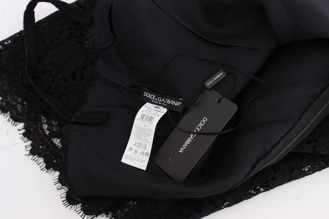 Dolce & Gabbana  Black Floral Lace Shift Knee Length Dress #women, Black, Brand_Dolce & Gabbana, Catch, Clothing_Dress, Dolce & Gabbana, Dresses - Women - Clothing, feed-agegroup-adult, feed-color-black, feed-gender-female, feed-size-IT40|S, Gender_Women, IT40|S, Kogan at SEYMAYKA