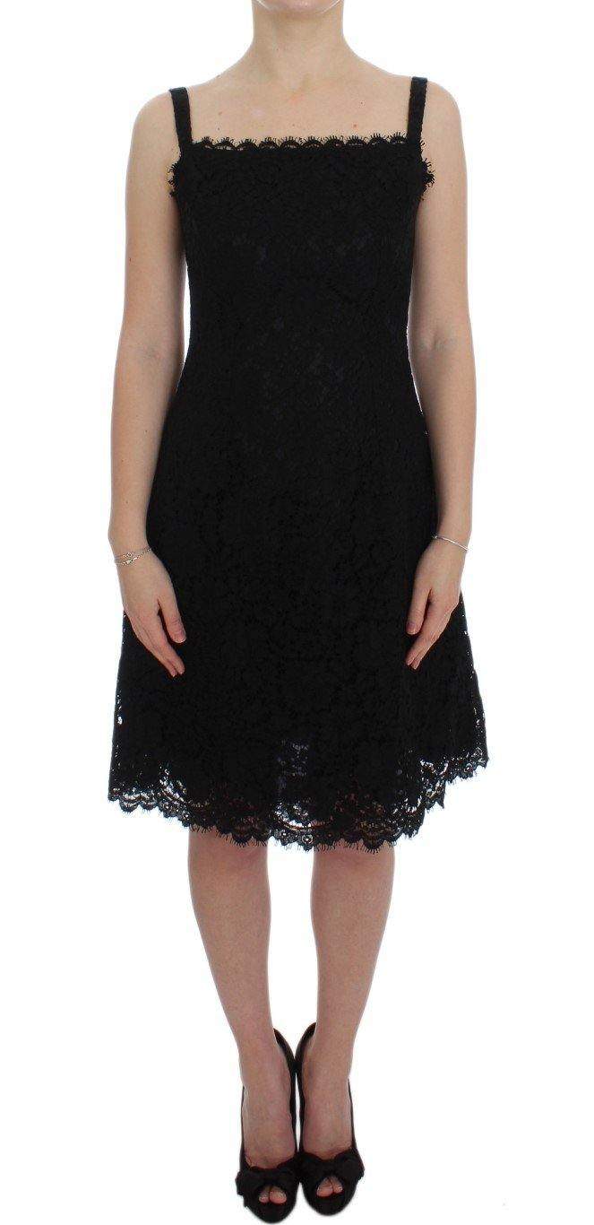 Dolce & Gabbana  Black Floral Lace Shift Knee Length Dress #women, Black, Brand_Dolce & Gabbana, Catch, Clothing_Dress, Dolce & Gabbana, Dresses - Women - Clothing, feed-agegroup-adult, feed-color-black, feed-gender-female, feed-size-IT40|S, Gender_Women, IT40|S, Kogan at SEYMAYKA