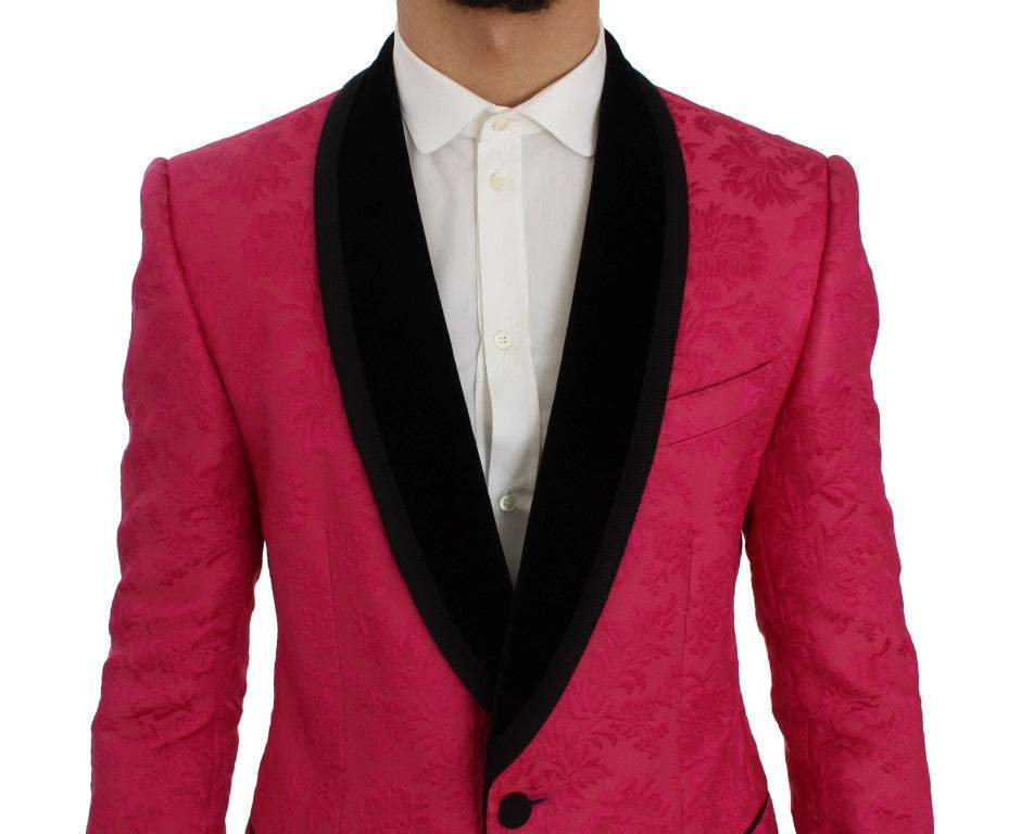 Dolce & Gabbana Pink Floral Brocade Slim Blazer Jacket #men, Blazers - Men - Clothing, Dolce & Gabbana, feed-agegroup-adult, feed-color-Pink, feed-gender-male, IT44 | XS, Pink at SEYMAYKA