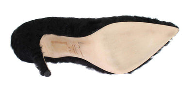 Dolce & Gabbana  Black Xiangao Lamb Fur Leather Pumps #women, Black, Brand_Dolce & Gabbana, Catch, Dolce & Gabbana, EU40/US9.5, feed-agegroup-adult, feed-color-black, feed-gender-female, feed-size-US9.5, Gender_Women, Kogan, Pumps - Women - Shoes at SEYMAYKA