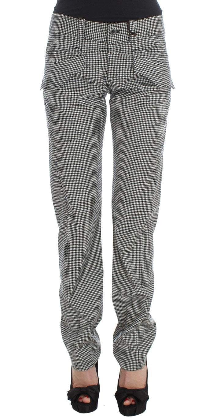 ERMANNO SCERVINO Women   Checkered Cotton Casual Pants #women, Black/White, Catch, Ermanno Scervino, feed-agegroup-adult, feed-color-black, feed-color-white, feed-gender-female, feed-size-IT42|M, Gender_Women, IT42|M, Jeans & Pants - Women - Clothing, Kogan, Women - New Arrivals at SEYMAYKA