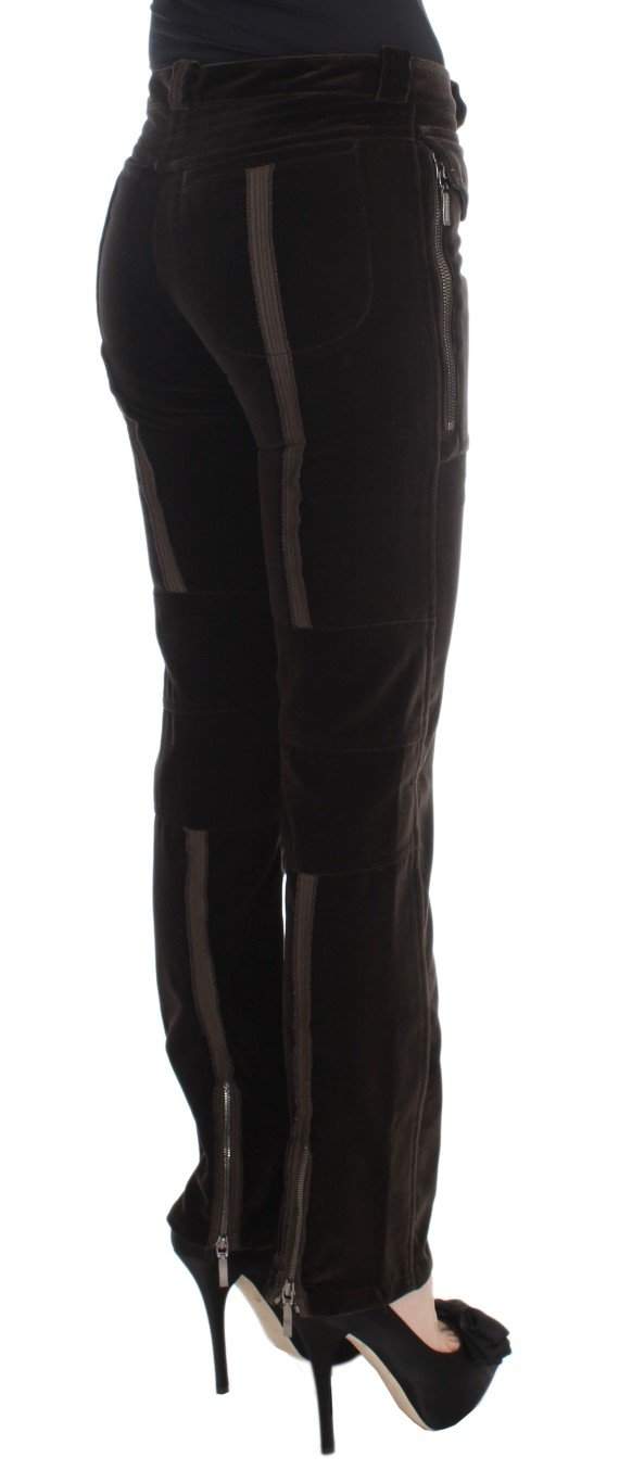 ERMANNO SCERVINO Women   Cotton Velvet Zippers Slim Fit Pants #women, Brown, Catch, Ermanno Scervino, feed-agegroup-adult, feed-color-brown, feed-gender-female, feed-size-IT40|S, Gender_Women, IT40|S, Jeans & Pants - Women - Clothing, Kogan, Women - New Arrivals at SEYMAYKA