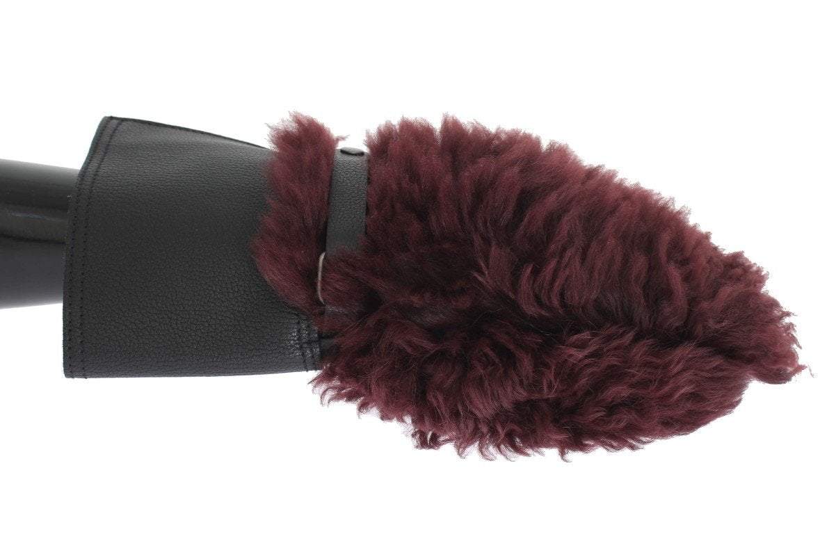 Dolce & Gabbana Black Leather Bordeaux Shearling Gloves #men, 5|L, 8|S, 9, 9|M, Accessories - New Arrivals, Bordeaux, Brand_Dolce & Gabbana, Catch, Dolce & Gabbana, feed-agegroup-adult, feed-color-bordeaux, feed-gender-male, feed-size-8|S, feed-size-9, feed-size-9|M, Gender_Men, Gloves - Men - Accessories, Kogan at SEYMAYKA