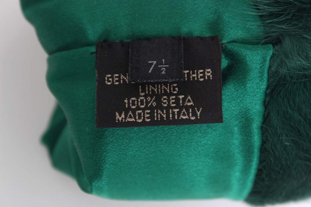 Dolce & Gabbana  Green Leather Xiangao Fur Elbow Gloves #women, 8|M, Accessories - New Arrivals, Brand_Dolce & Gabbana, Catch, Dolce & Gabbana, feed-agegroup-adult, feed-color-green, feed-gender-female, feed-size-8|M, Gender_Women, Gloves - Women - Accessories, Green, Kogan at SEYMAYKA