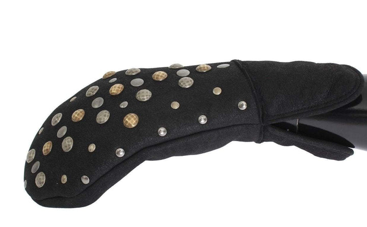 Dolce & Gabbana  Gray Wool Shearling Studded Gloves #men, 9|M, Accessories - New Arrivals, Brand_Dolce & Gabbana, Catch, Dolce & Gabbana, feed-agegroup-adult, feed-color-gray, feed-gender-male, feed-size-9|M, Gender_Men, Gloves - Men - Accessories, Gray, Kogan at SEYMAYKA