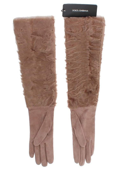 Dolce & Gabbana  Beige Suede Xiangao Fur Elbow Gloves #women, 8|M, Accessories - New Arrivals, Beige, Brand_Dolce & Gabbana, Catch, Dolce & Gabbana, feed-agegroup-adult, feed-color-beige, feed-gender-female, feed-size-8|M, Gender_Women, Gloves - Women - Accessories, Kogan at SEYMAYKA