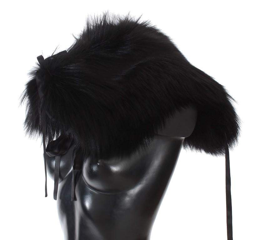 Dolce & Gabbana  Black Fox Fur Shoulder Wrap Cover Collar Scarf #women, Accessories - New Arrivals, Black, Brand_Dolce & Gabbana, Catch, Dolce & Gabbana, feed-agegroup-adult, feed-color-black, feed-gender-female, feed-size-L, feed-size-M, feed-size-S, Gender_Women, Kogan, L, M, S, Scarves - Women - Accessories at SEYMAYKA