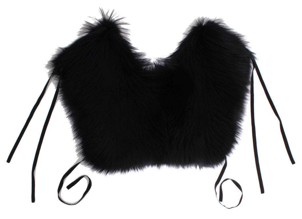 Dolce & Gabbana  Black Fox Fur Shoulder Wrap Cover Collar Scarf #women, Accessories - New Arrivals, Black, Brand_Dolce & Gabbana, Catch, Dolce & Gabbana, feed-agegroup-adult, feed-color-black, feed-gender-female, feed-size-L, feed-size-M, feed-size-S, Gender_Women, Kogan, L, M, S, Scarves - Women - Accessories at SEYMAYKA