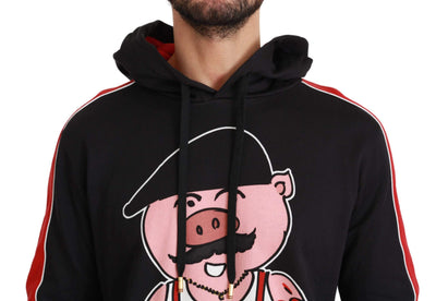 Dolce & Gabbana Black Pig of the Year Hooded Sweater #men, Black, Brand_Dolce & Gabbana, Catch, Dolce & Gabbana, feed-agegroup-adult, feed-color-black, feed-gender-male, feed-size-IT44 | XS, feed-size-IT46 | S, feed-size-IT48 | M, feed-size-IT50 | L, feed-size-IT52 | L, feed-size-IT54 | XL, feed-size-IT56 | XL, Gender_Men, IT44 | XS, IT46 | S, IT48 | M, IT50 | L, IT52 | L, IT54 | XL, IT56 | XL, Kogan, Men - New Arrivals, Sweaters - Men - Clothing at SEYMAYKA