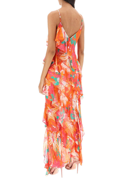 Msgm maxi frilled dress with tropical motif-2