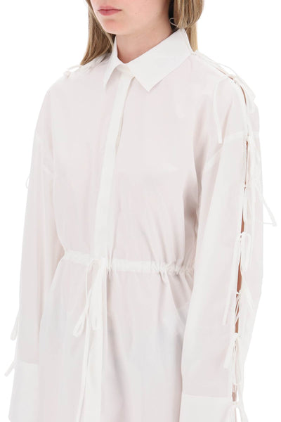 Msgm mini shirt dress with cut-outs and bows-3