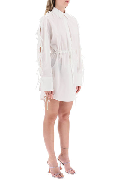 Msgm mini shirt dress with cut-outs and bows-1