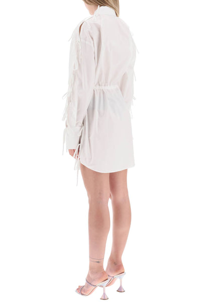 Msgm mini shirt dress with cut-outs and bows-2