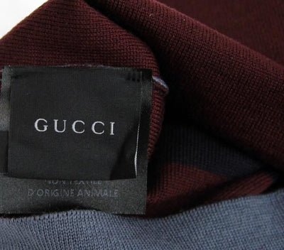 Gucci  Burgundy Blue Wool Beanie Medium Knit Cap
