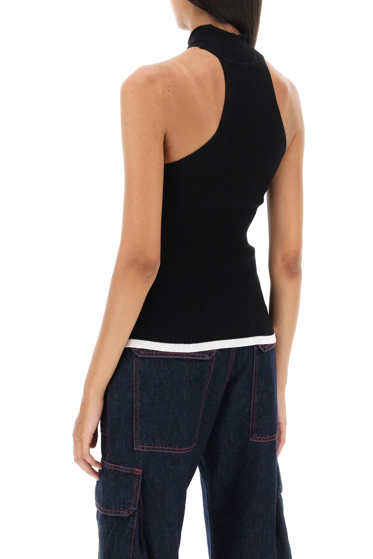 Msgm ribbed tank top with halterneck-2