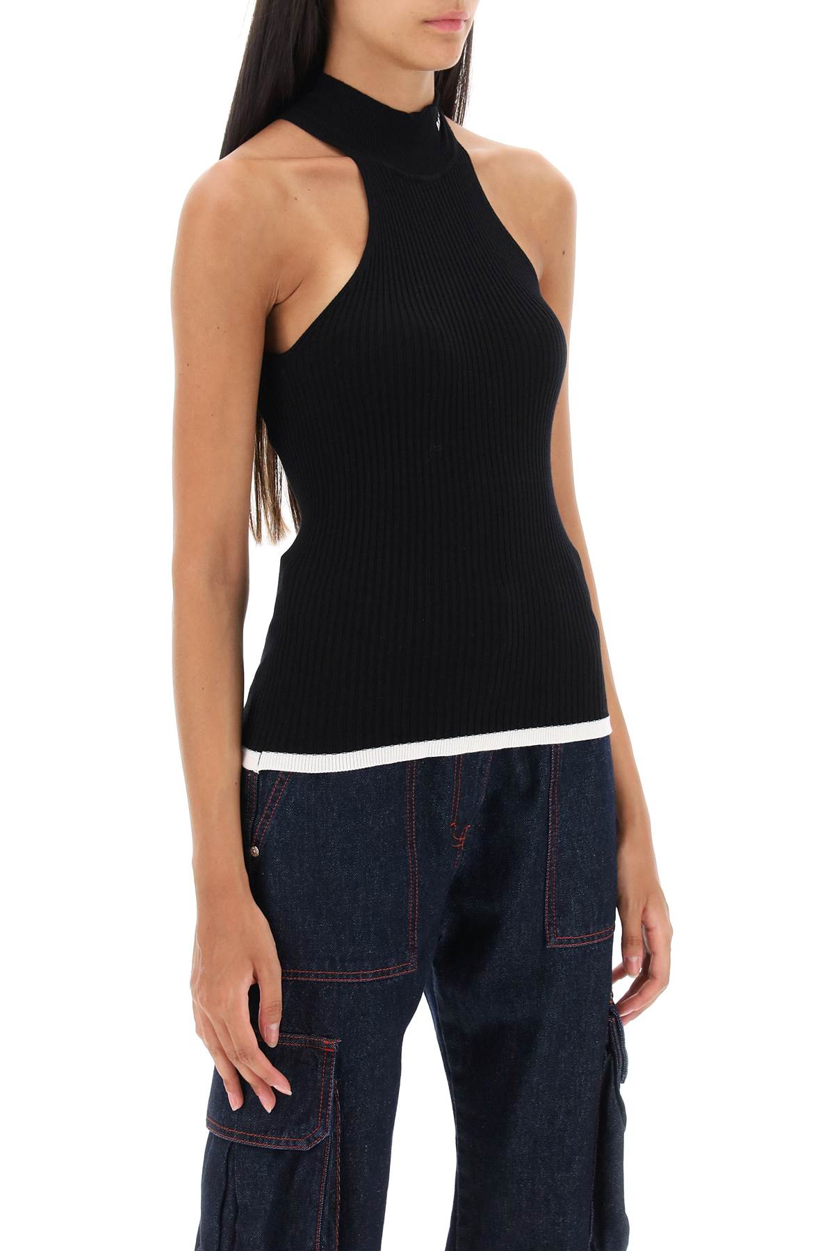 Msgm ribbed tank top with halterneck-1