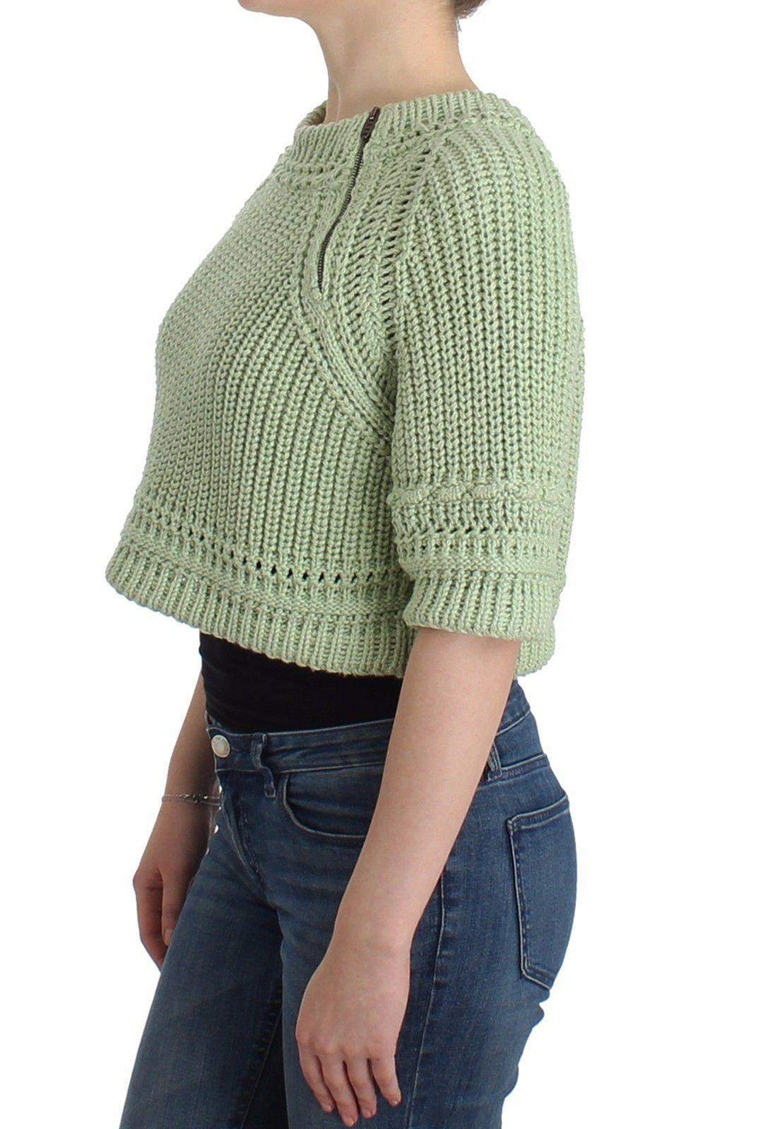 ERMANNO SCERVINO Women   Cropped Knit Sweater #women, Catch, Ermanno Scervino, feed-agegroup-adult, feed-color-green, feed-gender-female, feed-size-IT42 | S, Gender_Women, Green, IT42 | S, Kogan, Sweaters - Women - Clothing at SEYMAYKA