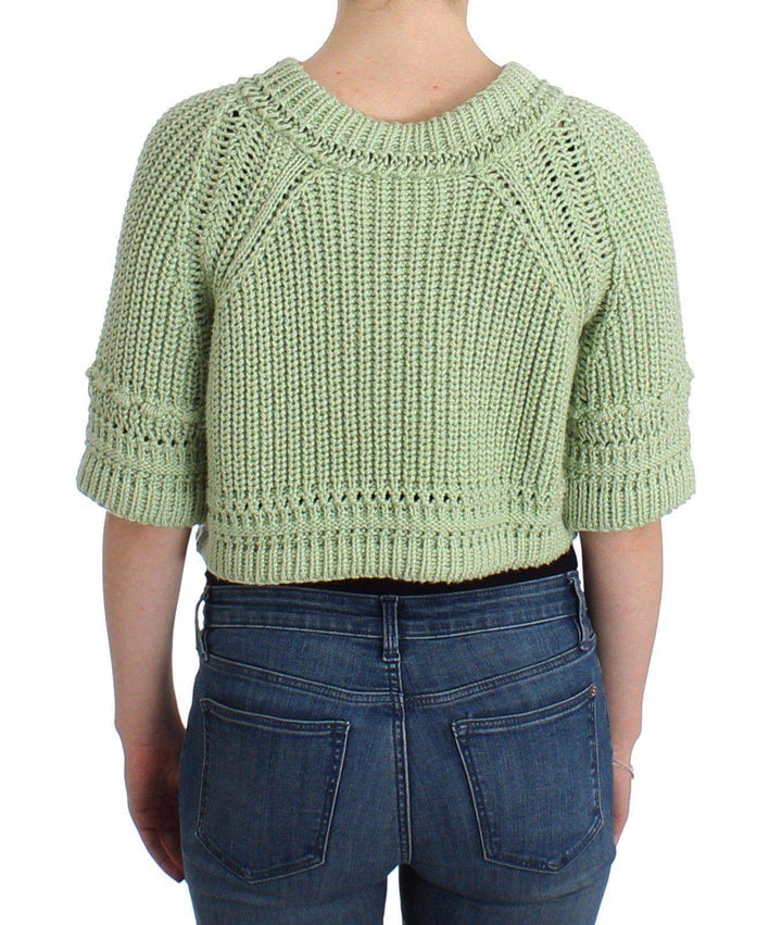 ERMANNO SCERVINO Women   Cropped Knit Sweater #women, Catch, Ermanno Scervino, feed-agegroup-adult, feed-color-green, feed-gender-female, feed-size-IT42 | S, Gender_Women, Green, IT42 | S, Kogan, Sweaters - Women - Clothing at SEYMAYKA