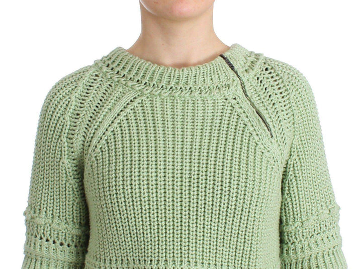 ERMANNO SCERVINO Women   Cropped Knit Sweater #women, Catch, Ermanno Scervino, feed-agegroup-adult, feed-color-green, feed-gender-female, feed-size-IT42 | S, Gender_Women, Green, IT42 | S, Kogan, Sweaters - Women - Clothing at SEYMAYKA