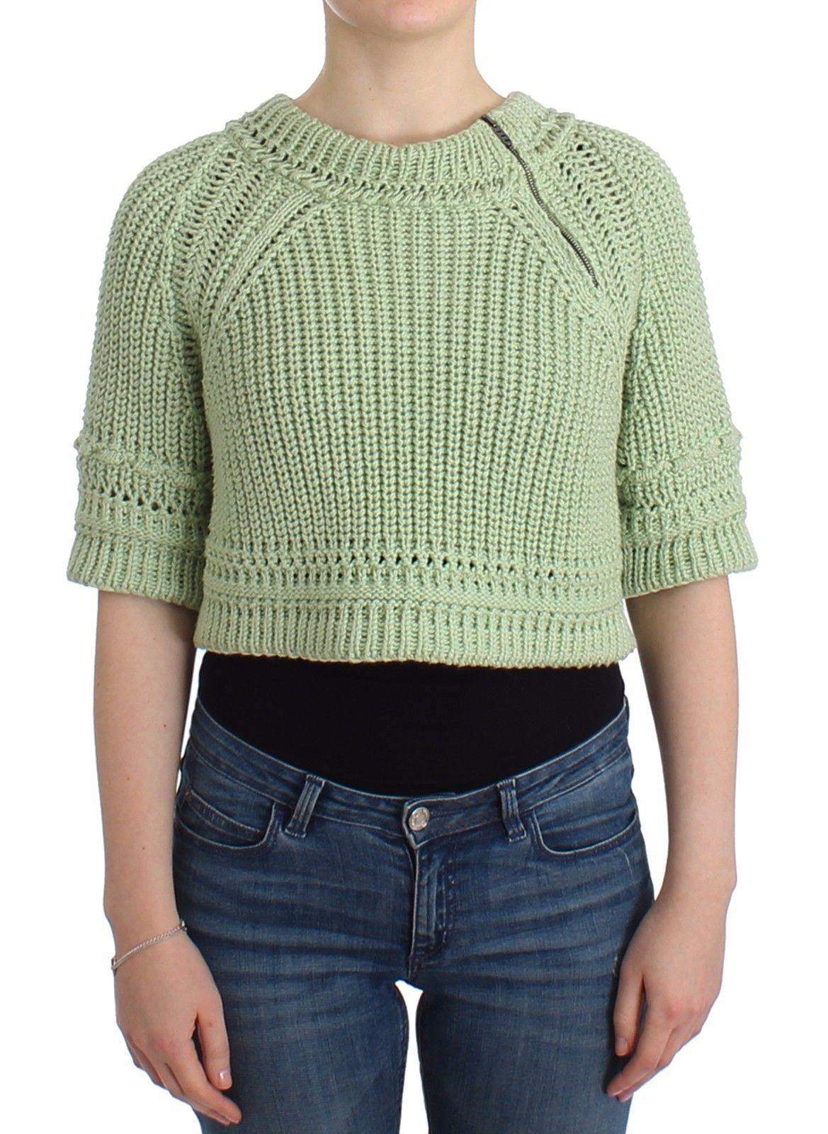 ERMANNO SCERVINO Women   Cropped Knit Sweater #women, Catch, Ermanno Scervino, feed-agegroup-adult, feed-color-green, feed-gender-female, feed-size-IT42 | S, Gender_Women, Green, IT42 | S, Kogan, Sweaters - Women - Clothing at SEYMAYKA