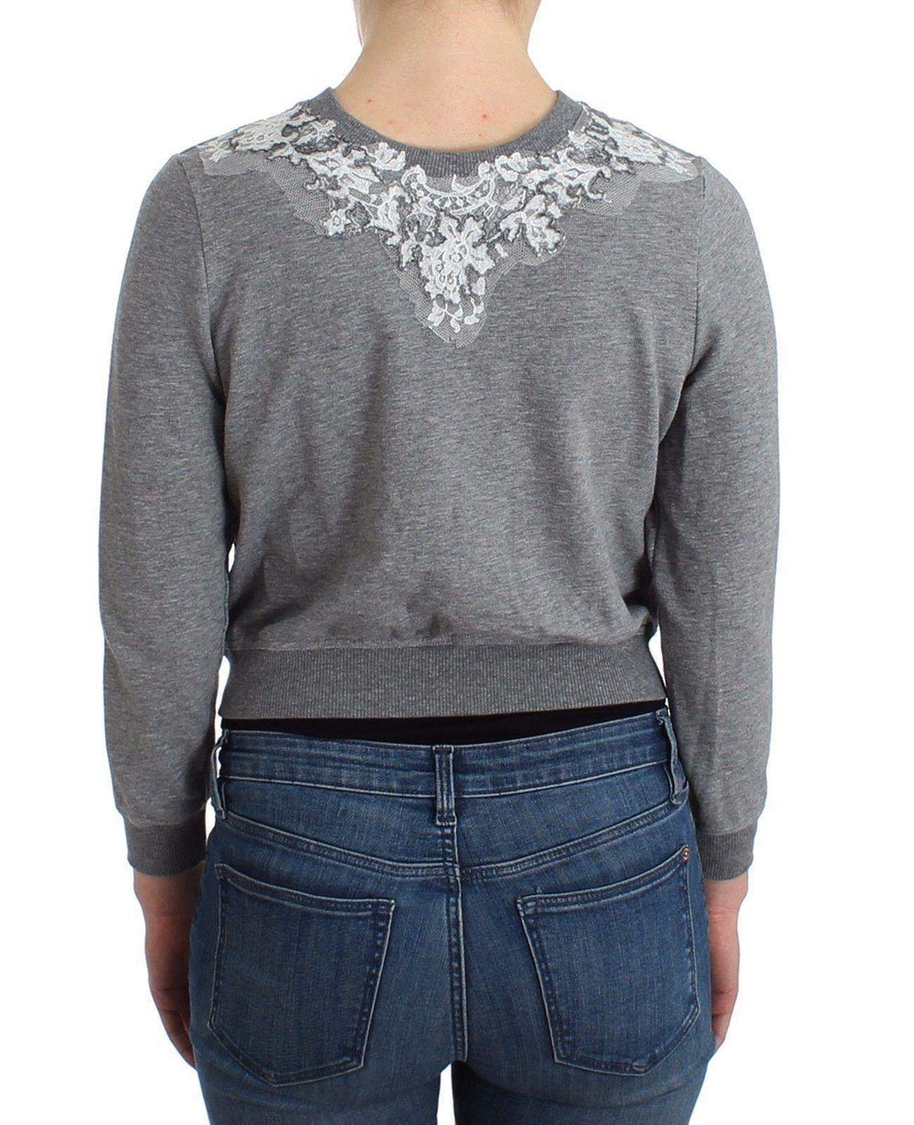 ERMANNO SCERVINO Women   Lingerie Lace Sweater Cardigan Top #women, Catch, Ermanno Scervino, feed-agegroup-adult, feed-color-gray, feed-gender-female, feed-size-IT42 | S, Gender_Women, Gray, IT42 | S, Kogan, Sweaters - Women - Clothing at SEYMAYKA