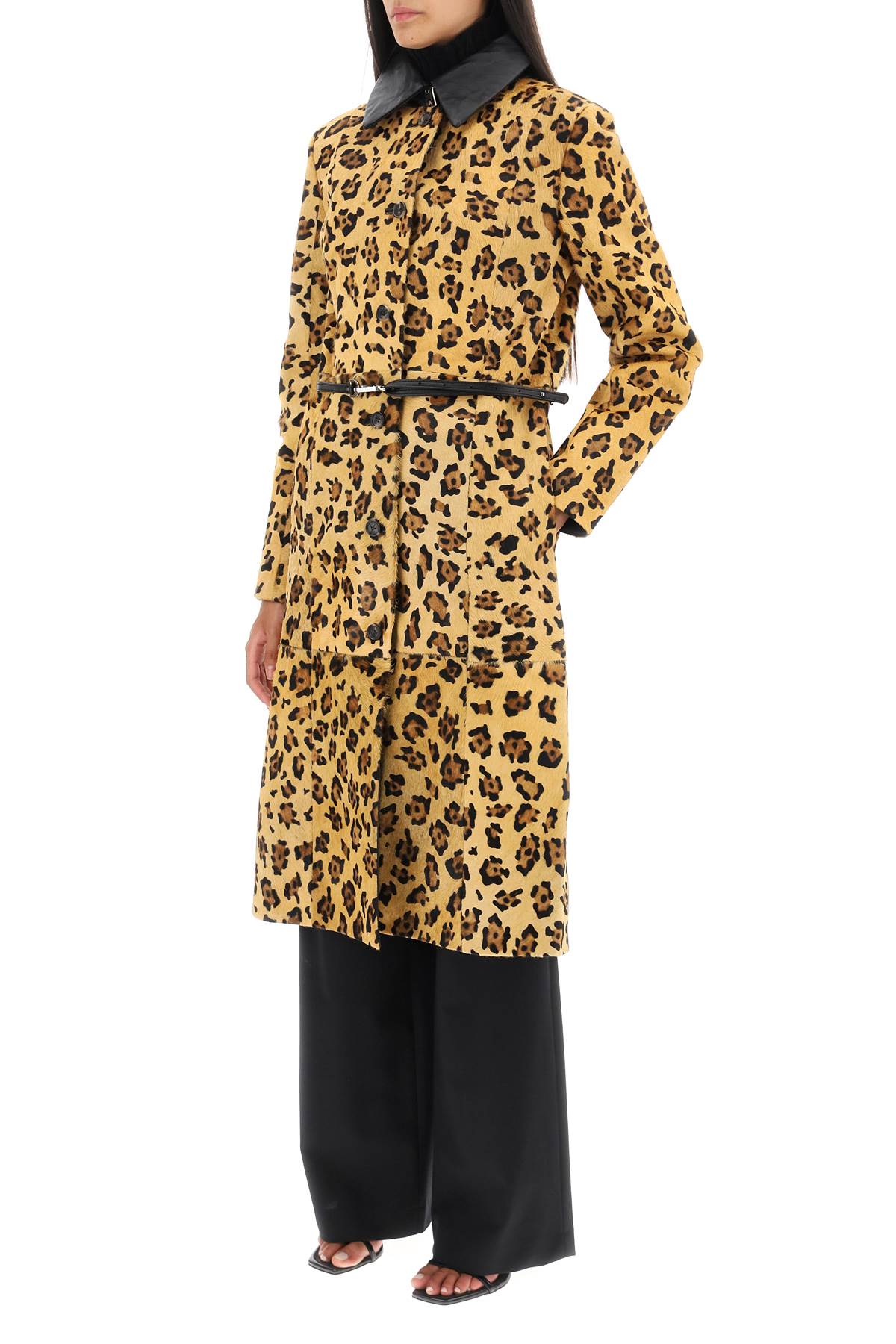 Saks potts 'ginger' leopard motif ponyskin coat-3