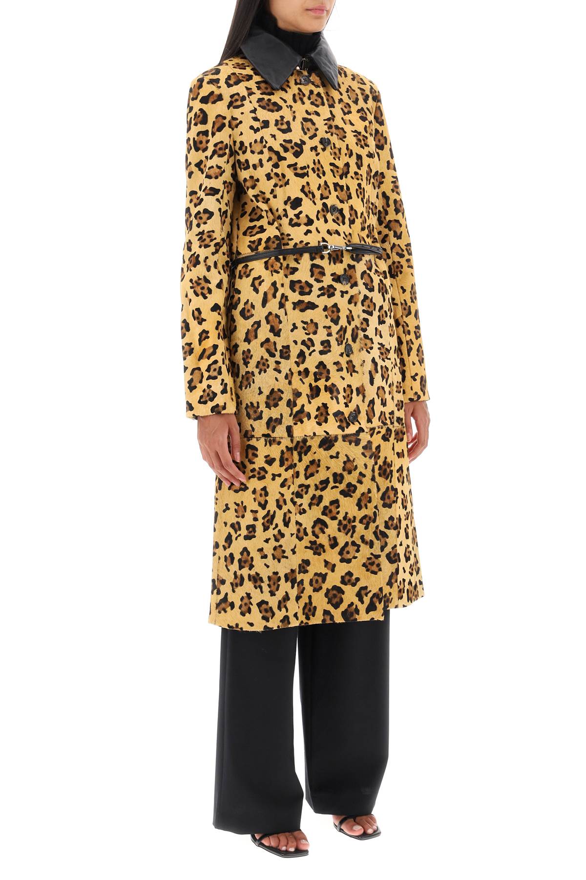 Saks potts 'ginger' leopard motif ponyskin coat-1