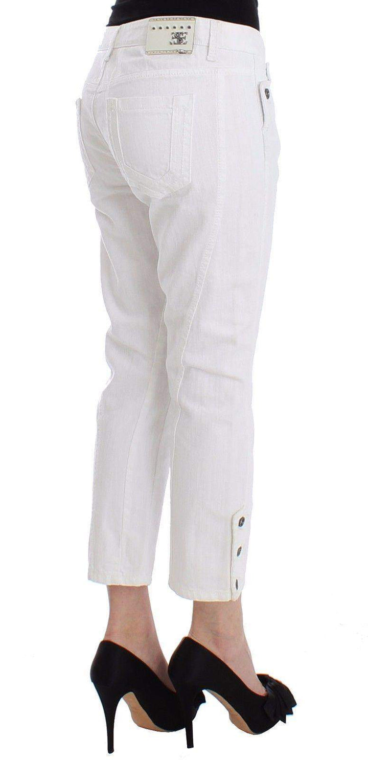 ERMANNO SCERVINO Women   Cropped  Branded Capri Jeans #women, 42 | S, Catch, Ermanno Scervino, feed-agegroup-adult, feed-color-white, feed-gender-female, feed-size-42 | S, Gender_Women, Jeans & Pants - Women - Clothing, Kogan, White at SEYMAYKA