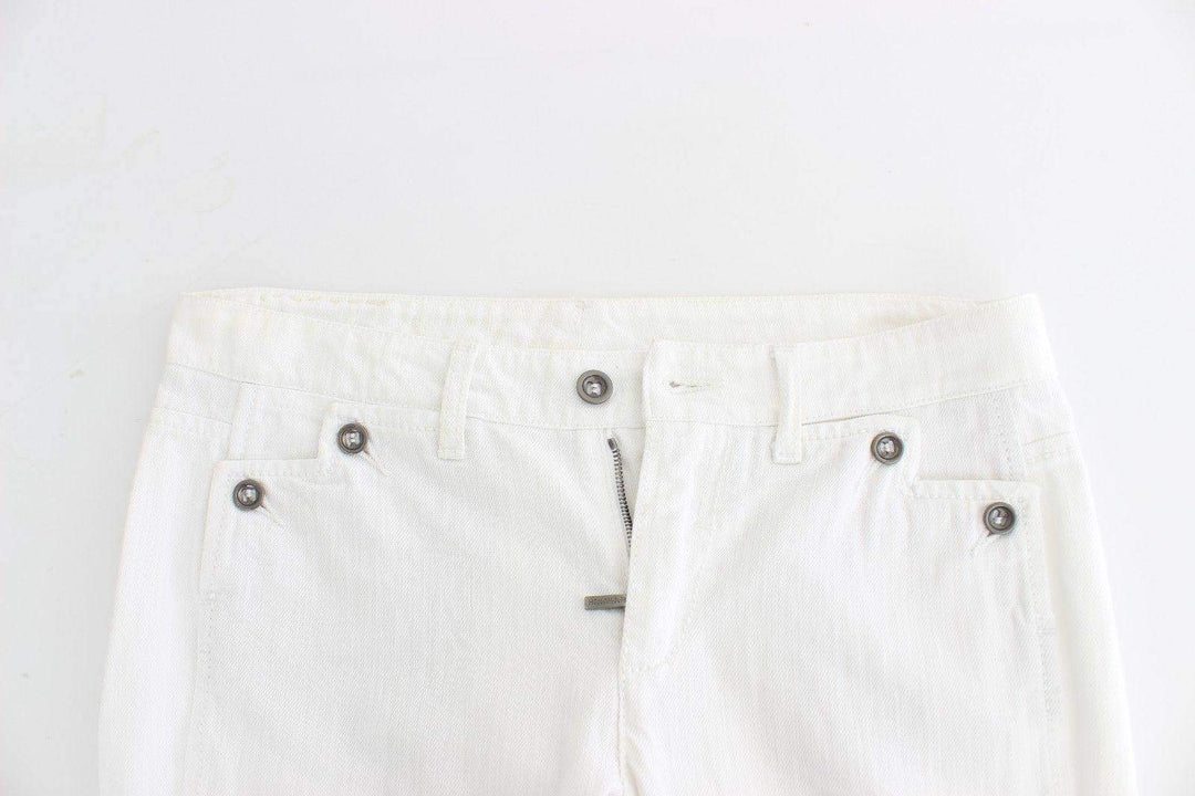 ERMANNO SCERVINO Women   Cropped  Branded Capri Jeans #women, 42 | S, Catch, Ermanno Scervino, feed-agegroup-adult, feed-color-white, feed-gender-female, feed-size-42 | S, Gender_Women, Jeans & Pants - Women - Clothing, Kogan, White at SEYMAYKA