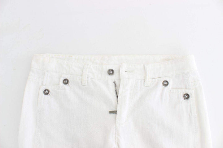 ERMANNO SCERVINO Women   Cropped  Branded Capri Jeans #women, 42 | S, Catch, Ermanno Scervino, feed-agegroup-adult, feed-color-white, feed-gender-female, feed-size-42 | S, Gender_Women, Jeans & Pants - Women - Clothing, Kogan, White at SEYMAYKA