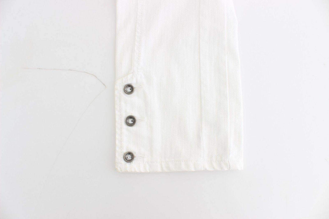 ERMANNO SCERVINO Women   Cropped  Branded Capri Jeans #women, 42 | S, Catch, Ermanno Scervino, feed-agegroup-adult, feed-color-white, feed-gender-female, feed-size-42 | S, Gender_Women, Jeans & Pants - Women - Clothing, Kogan, White at SEYMAYKA