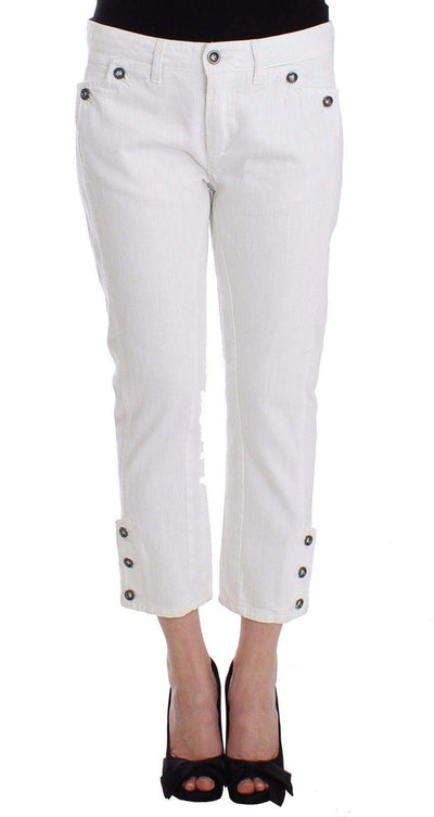 ERMANNO SCERVINO Women   Cropped  Branded Capri Jeans #women, 42 | S, Catch, Ermanno Scervino, feed-agegroup-adult, feed-color-white, feed-gender-female, feed-size-42 | S, Gender_Women, Jeans & Pants - Women - Clothing, Kogan, White at SEYMAYKA
