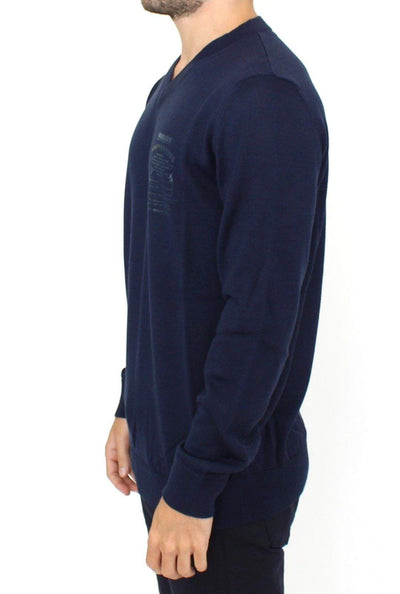 ERMANNO SCERVINO Men  Wool Blend V-neck Pullover Sweater #men, Blue, Catch, Ermanno Scervino, feed-agegroup-adult, feed-color-blue, feed-gender-male, feed-size-IT48 | M, feed-size-IT52 | L, feed-size-IT54 | XL, Gender_Men, IT48 | M, IT52 | L, IT54 | XL, Kogan, Sweaters - Men - Clothing at SEYMAYKA