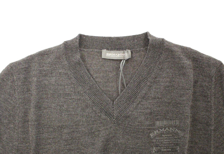 ERMANNO SCERVINO Men  Wool Blend V-neck Pullover Sweater #men, Catch, Ermanno Scervino, feed-agegroup-adult, feed-color-gray, feed-gender-male, feed-size-IT46 | S, feed-size-IT54 | XL, Gender_Men, Gray, IT46 | S, IT54 | XL, Kogan, Sleepwear - Men - Clothing at SEYMAYKA