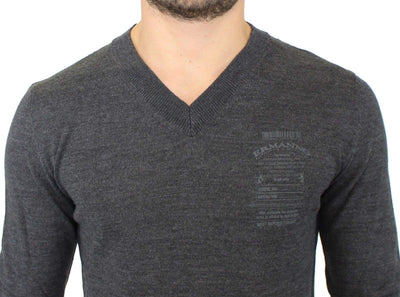 ERMANNO SCERVINO Men  Wool Blend V-neck Pullover Sweater #men, Catch, Ermanno Scervino, feed-agegroup-adult, feed-color-gray, feed-gender-male, feed-size-IT46 | S, feed-size-IT54 | XL, Gender_Men, Gray, IT46 | S, IT54 | XL, Kogan, Sleepwear - Men - Clothing at SEYMAYKA