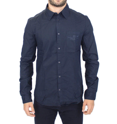 Ermanno Scervino Blue Cotton Casual Long Sleeve Shirt Top #men, Blue, Ermanno Scervino, feed-1, IT52 | XL, Shirts - Men - Clothing at SEYMAYKA