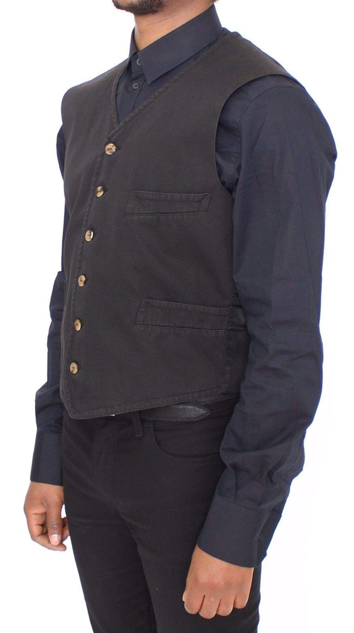 Dolce & Gabbana Black Cotton Viscose Dress Vest Blazer #men, Black, Brand_Dolce & Gabbana, Catch, Dolce & Gabbana, feed-agegroup-adult, feed-color-black, feed-gender-male, feed-size-IT44 | XS, feed-size-IT46 | S, feed-size-IT48 | M, feed-size-IT50 | L, Gender_Men, IT44 | XS, IT46 | S, IT48 | M, IT50 | L, Kogan, Vests - Men - Clothing at SEYMAYKA