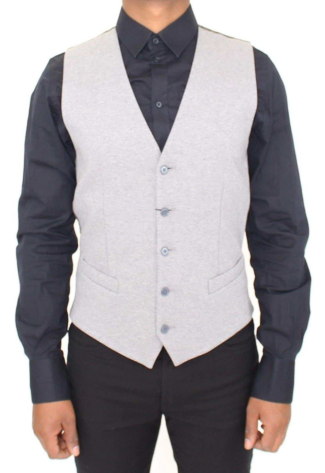Dolce & Gabbana  Gray Cotton Stretch Dress Vest Blazer #men, Brand_Dolce & Gabbana, Catch, Dolce & Gabbana, feed-agegroup-adult, feed-color-gray, feed-gender-male, feed-size-IT44 | XS, Gender_Men, Gray, IT44 | XS, Kogan, Vests - Men - Clothing at SEYMAYKA