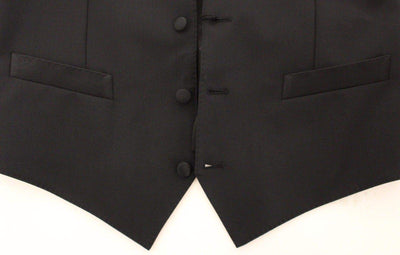Dolce & Gabbana  Black Wool Silk Stretch Dress Vest Blazer #men, Black, Brand_Dolce & Gabbana, Catch, Dolce & Gabbana, feed-agegroup-adult, feed-color-black, feed-gender-male, feed-size-IT44 | XS, Gender_Men, IT44 | XS, Kogan, Men - New Arrivals, Vests - Men - Clothing at SEYMAYKA