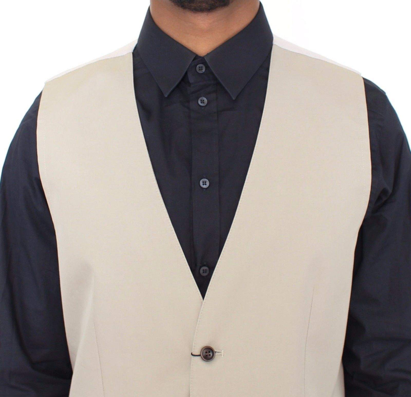 Dolce & Gabbana Beige Cotton Silk Blend Dress Vest Blazer #men, Beige, Dolce & Gabbana, feed-1, IT52 | XL, Men - New Arrivals, Vests - Men - Clothing at SEYMAYKA
